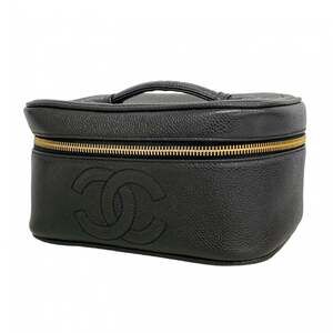 Chanel Vanity Bag, Caviar Skin, Black, Women's, P2198898